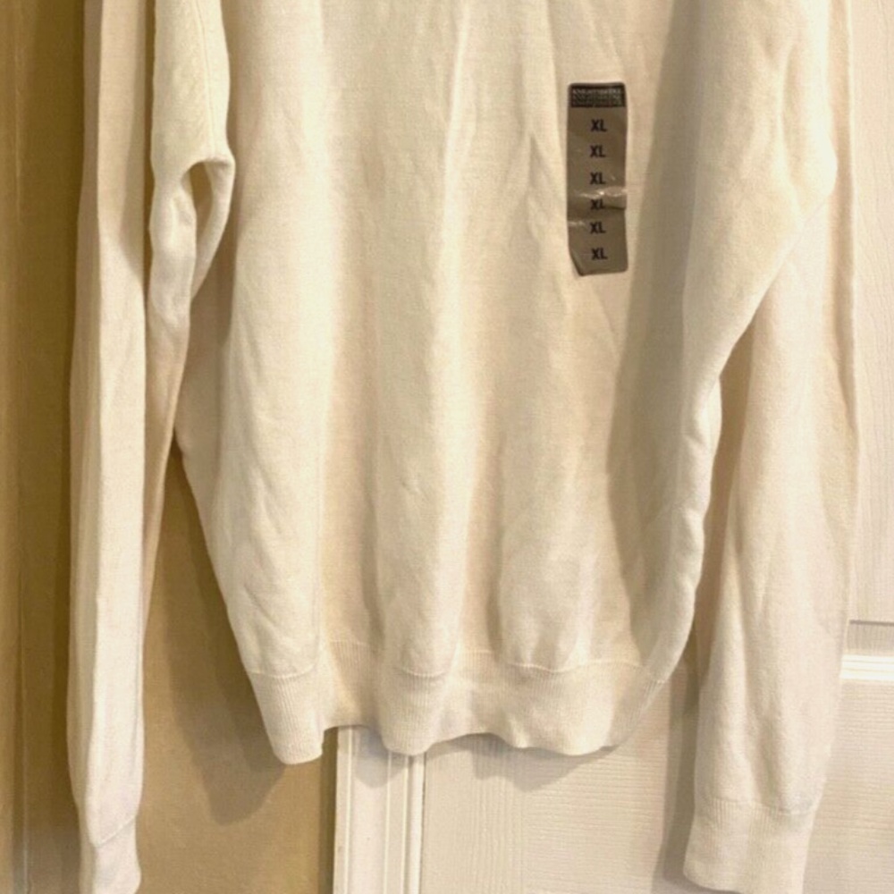 Knightsbridge Sweater Mens XL Collared Long Sleeve 100% Acrylic Ivory - Picture 2 of 5